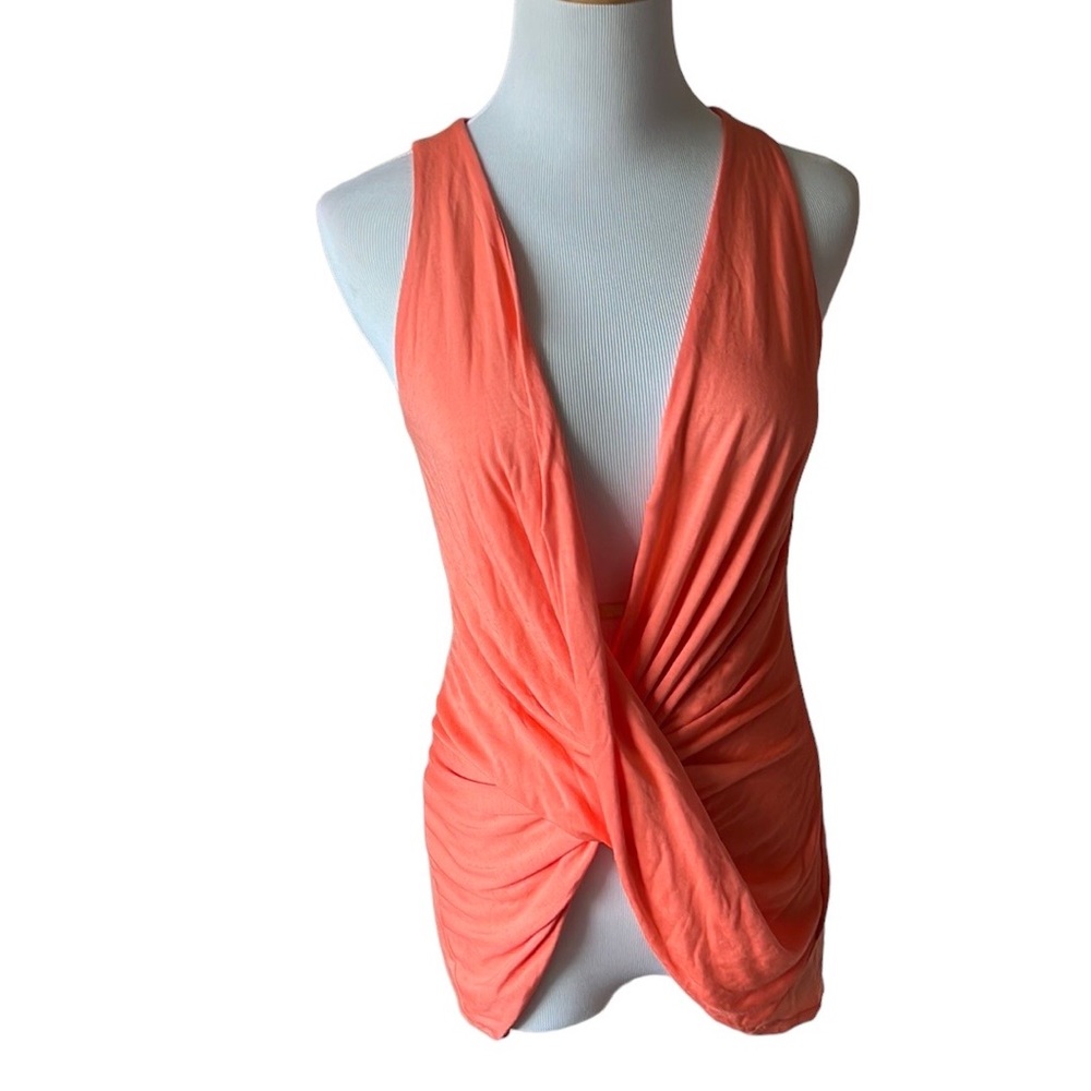 Bebe Coral Open V neck Draped Tank Top. XS